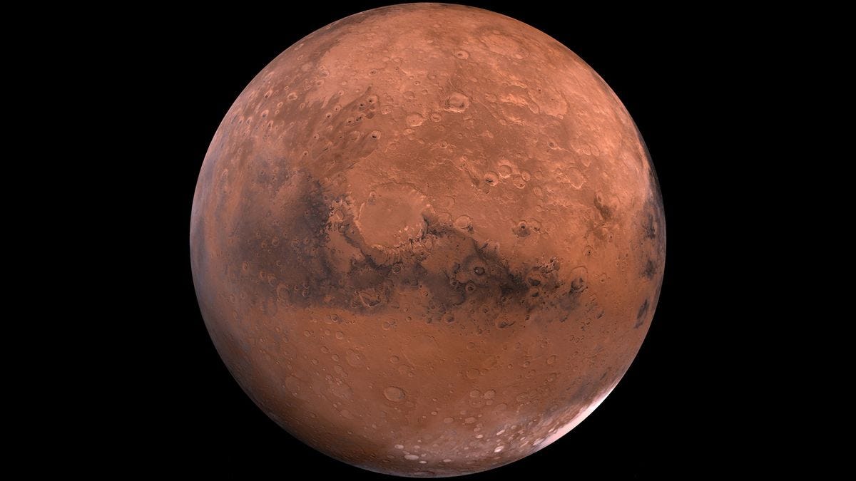 An image of Mars as a red planet